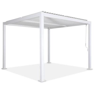 Pergola bioclimatique blanche. Aluminium et acier. 3x3m. Lames orientables 