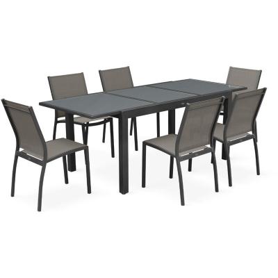 Salon De Jardin Table Extensible - Orlando Gris Taupe - Table En Aluminium 150/210 Cm. Plateau De
