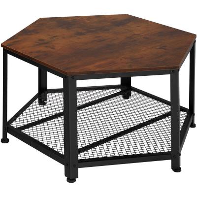 Table basse NORWICH Style Vintage 86,5x75x46,5cm effet bois fonc&eacute;