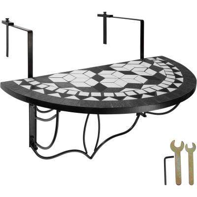 Tectake table de balcon rabattable 75 x 65 x 62 cm - noir/blanc 402767