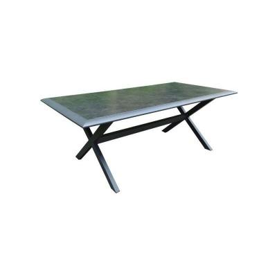 Table de jardin Ceram en aluminium/c&eacute;ramique - 194 x 104 x 74 cm - graphite
