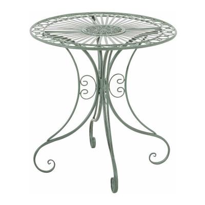 Table de jardin en fer forg&eacute; diam&egrave;tre &oslash; 70 cm vert vieilli mdj10053