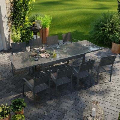 Table de jardin 8 personnes en aluminium gris anthracite