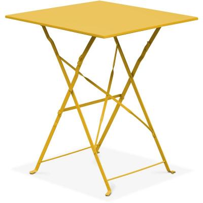 Table de jardin pliante - 60 x 60 x 71 cm - Acier - Oviala - Jaune