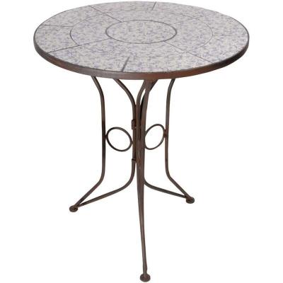 Esschert Design - Table en c&eacute;ramique et fer forg&eacute;