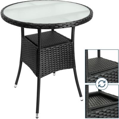 Table en polyrotin noir &Oslash;60cm ronde pour jardin et balcon