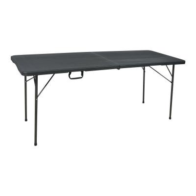 Table pliante - Imitation bois - Noir - 180x74x74cm
