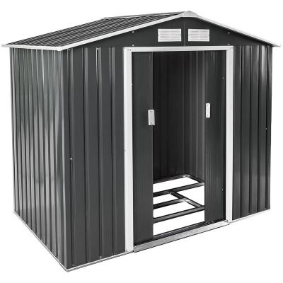 TecTake Abri de jardin m&eacute;tal 2,7 m&sup2; toiture 2 pans - gris/blanc