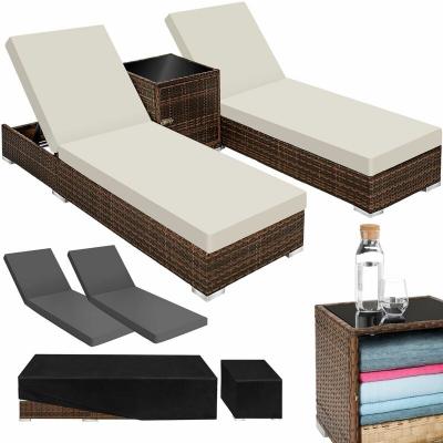 Bain de soleil duo 5 positions avec 2 sets de housses + housse de protection - marron