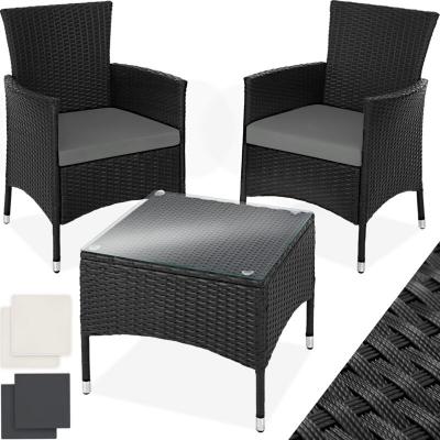 Salon de jardin LUCERNE 2 places avec 2 sets de housses - noir