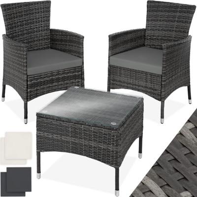 Salon de jardin LUCERNE 2 places avec 2 sets de housses - gris