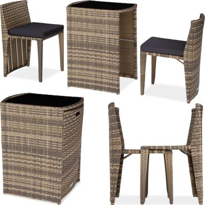 Salon de jardin HAMBOURG 2 places en aluminium - marron naturel