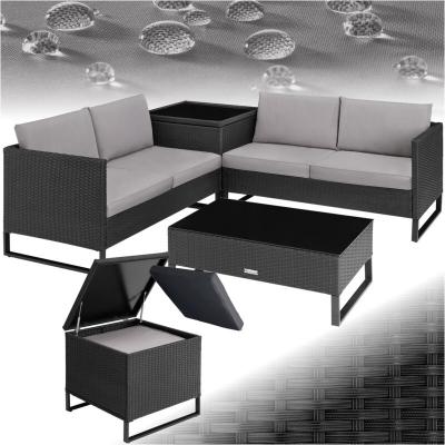 Tectake salon de jardin en polyrotin ostuni - noir 404300