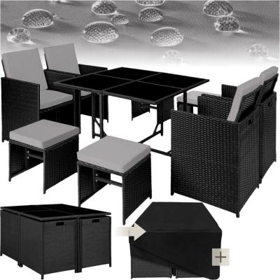 Salon de jardin BILBAO 8 places avec housse de protection - noir/gris