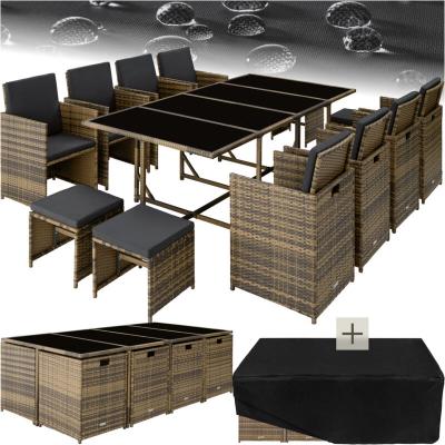 Ensemble de jardin Palma 12 places marron naturel/gris fonc&eacute;
