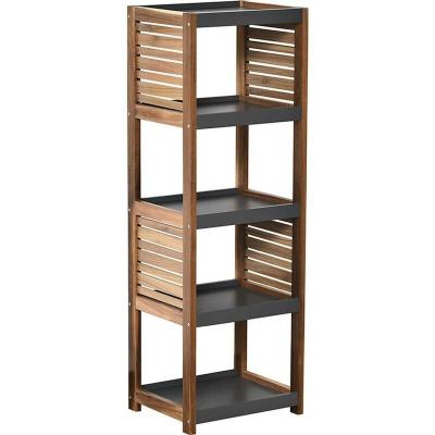 Etag&egrave;re de salle de bain 5 niveaux h108 cm en acacia - naturel fonce