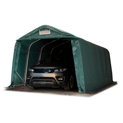 TOOLPORT garage abri 3,3x6 m PVC env. 550 g/m&sup2;, H. 2,1m, vert fonc&eacute;, statique : terre