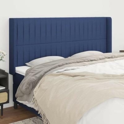 T&ecirc;te de lit avec oreilles Bleu 183x16x118/128 cm Tissu Vidaxl Bleu