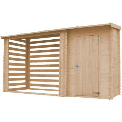 Abri de jardin 1,1 m2 + abri &agrave; b&ucirc;ches 3.8 m3 - H199x348x146 cm - Timbela M205 M205