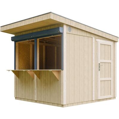 Grand stand march&eacute; avec comptoir 240x248x305cm 5,9m2 bar jardin, kiosque beige