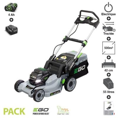 Tondeuse autopropuls&eacute;e lame 42cm batterie 4Ah chargeur 56v EGO LM1702E-SP