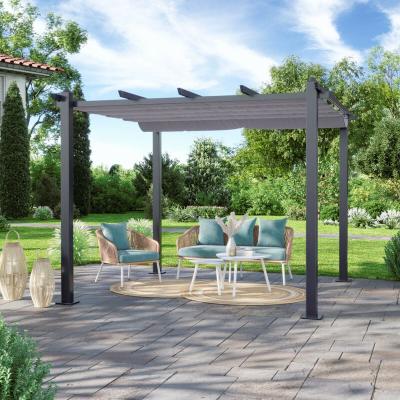 Tonnelle/Pergola aluminium 3x3m toile coulissante r&eacute;tractable - Gris Anthracite - Hero