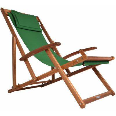 Transat de jardin vert en bois d'acacia pliable