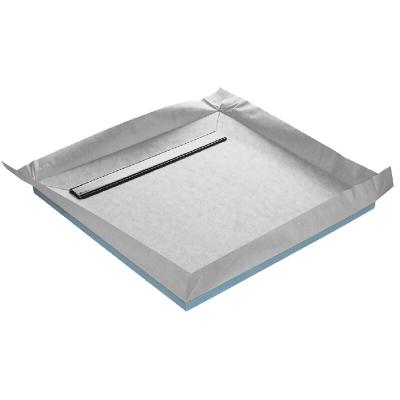 Receveur de douche &agrave; carreler caniveau 4 pentes + natte &eacute;tanche + siphon ultra plat - 120 x 120 cm