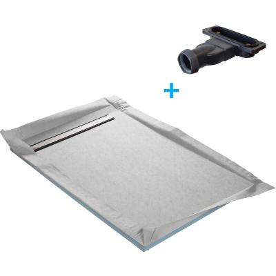 Receveur de douche &agrave; carreler monopente + natte &eacute;tanche + siphon ultra plat - 185 x 100 cm