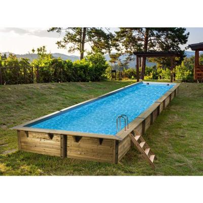 Piscine bois Lin&acute;a 15,50 x 3,50 x 1,55 m - Liner beige