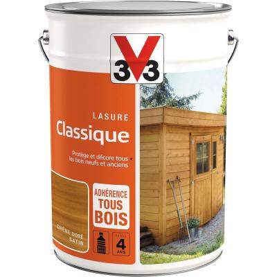 Lasure classique Solvant&eacute;e V33 Ch&ecirc;ne dor&eacute; Satin 5L - Ch&ecirc;ne dor&eacute;