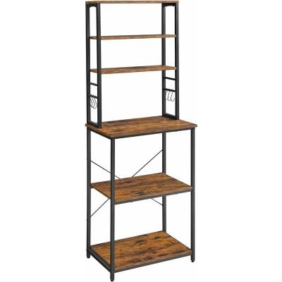 &Eacute;tag&egrave;re de cuisine style industriel effet bois marron rustique
