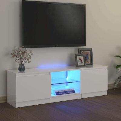 Vidaxl meuble tv avec lumi&egrave;res led blanc brillant 120x30x35,5 cm