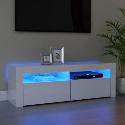 Vidaxl meuble tv avec lumi&egrave;res led blanc brillant 120x35x40 cm