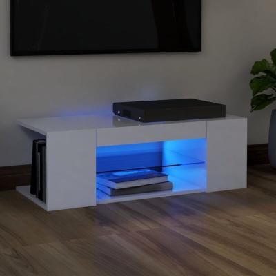 Vidaxl - Meuble tv avec lumi&egrave;res led blanc brillant 90x39x30 cm