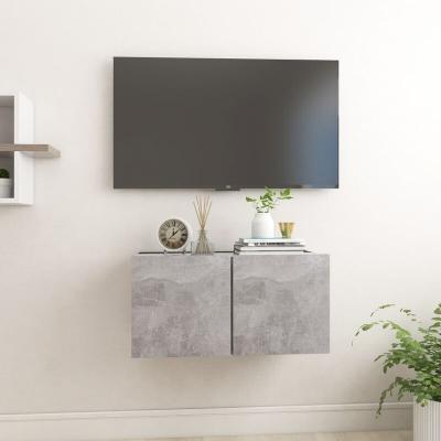 Meuble TV suspendu Gris b&eacute;ton 60x30x30 cm