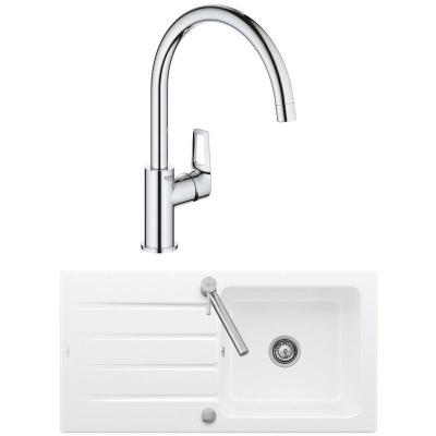Evier Architectura 60 100 x 51 cm Blanc + Robinet cuisine Bauloop