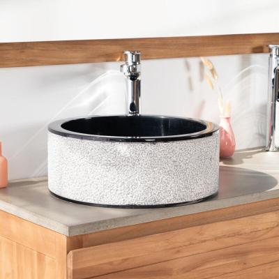 Vasque salle de bain en marbre Elbe noir 40cm - Noir