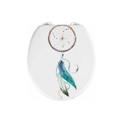 WENKO Abattant WC Attrape-r&ecirc;ves - fixation en acier inox, MDF, 37 x 41 cm, Multicolore