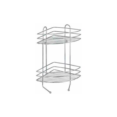 Etag&egrave;re d'angle SDB 2 niveaux chrom&eacute;e