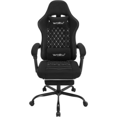 Chaise gaming massante,fauteuil gamer,avec soutien lombaire massant,tissu technique,noir+blanc 