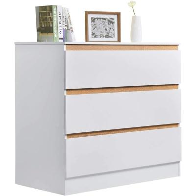 WOLTU Commode &agrave; Langer 3 Tiroirs Coloris Blanc en agglom&eacute;r&eacute;