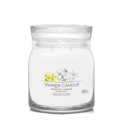 Bougie signature jasmin de minuit mod&egrave;le moyen - - Blanc - Verre