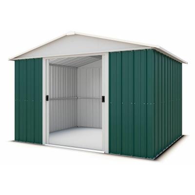 Abri de jardin m&eacute;tal vert Yardmaster 6,44 m&sup2; + kit d'ancrage