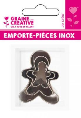 Emporte-pi&egrave;ces m&eacute;tal - Bonhomme pain d'&eacute;pices - 3 pi&egrave;ces - DTM