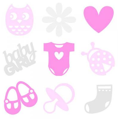 Formes en feutrine roses - naissance fille 13070138