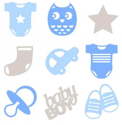 Formes en feutrine bleues et marron - Naissance gar
