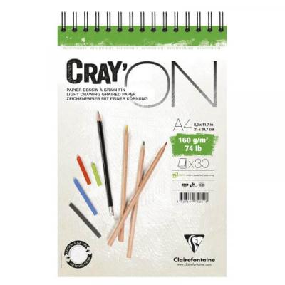 Bloc spiral&eacute; Clairefontaine Cray&rsquo;On A4 30 feuilles