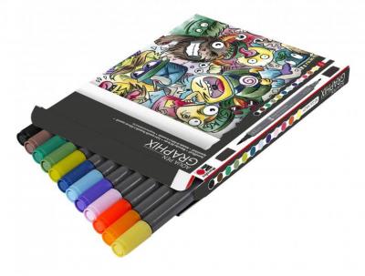 Marabu Feutres Aquarellables "Graphix", Mega Mash, 12 Pi&egrave;ces