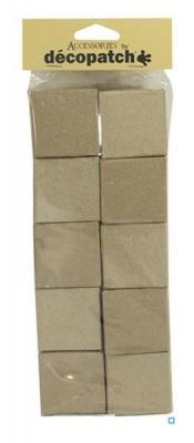 Decopatch Mache Lot de boites carr&eacute;es, 10, Marron